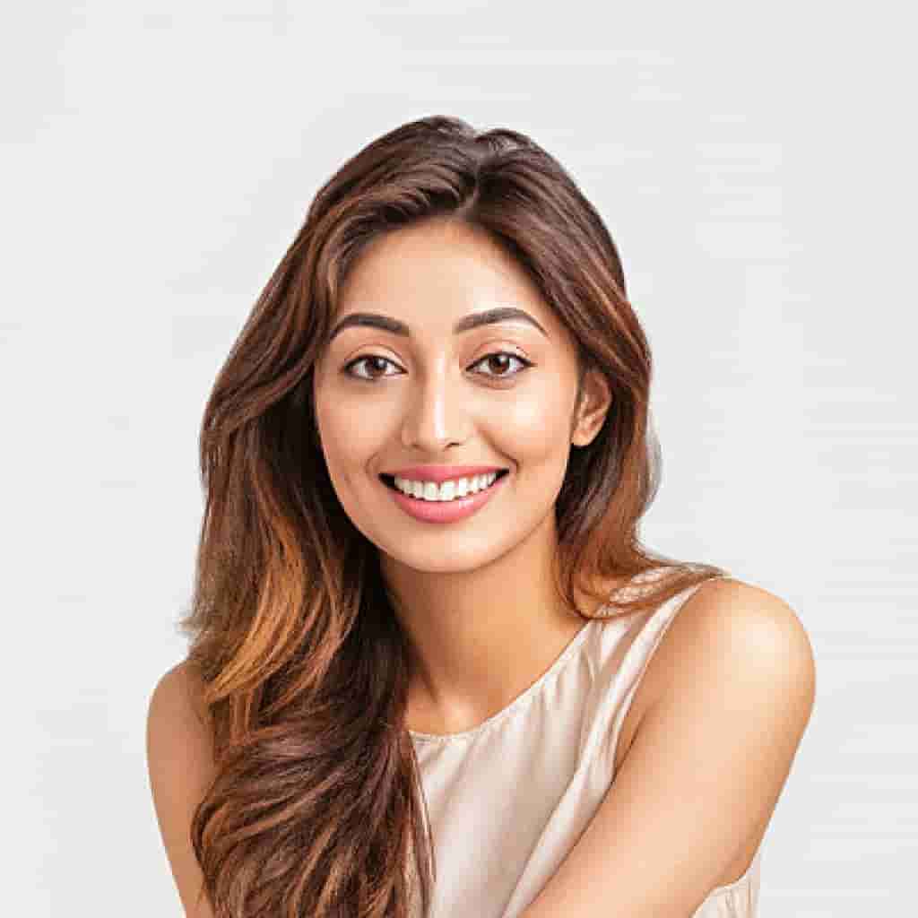 "Motumal Giftwala For Girlfriend gift collection featuring a smiling young woman in sleeveless outfit portrait"