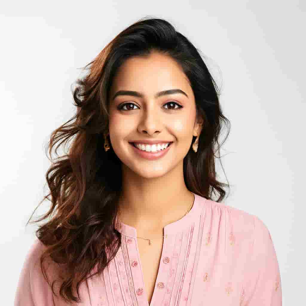 "Motumal Giftwala For Wife gift collection featuring a smiling woman in pink outfit portrait"