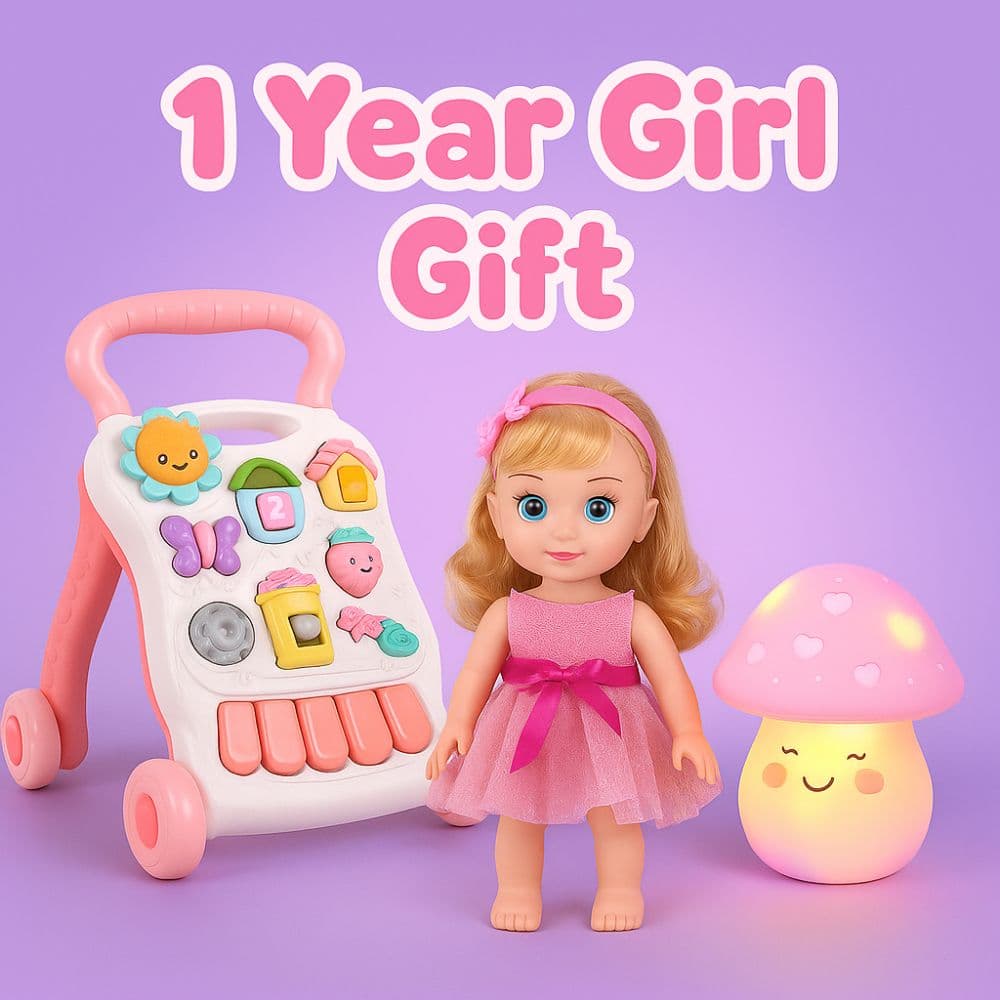 Musical walker, light-up doll, and baby activity toy for 1-year-old girls – birthday gifts from Motumal Giftwala Ranchi