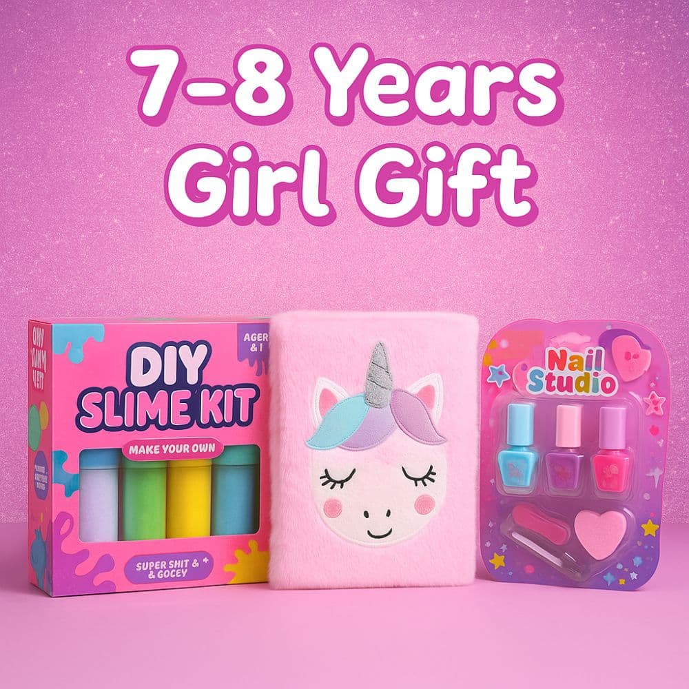 Slime kit, unicorn LED diary, and nail art set for 7–8 year old girls – trendy birthday gifts from Motumal Giftwala Ranchi