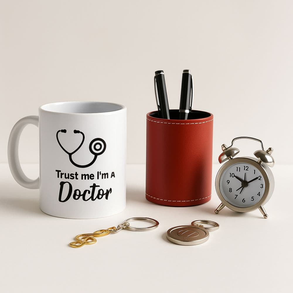 Doctor mug, pen stand and profession-themed keychains – gifts by profession by Motumal Giftwala Ranchi