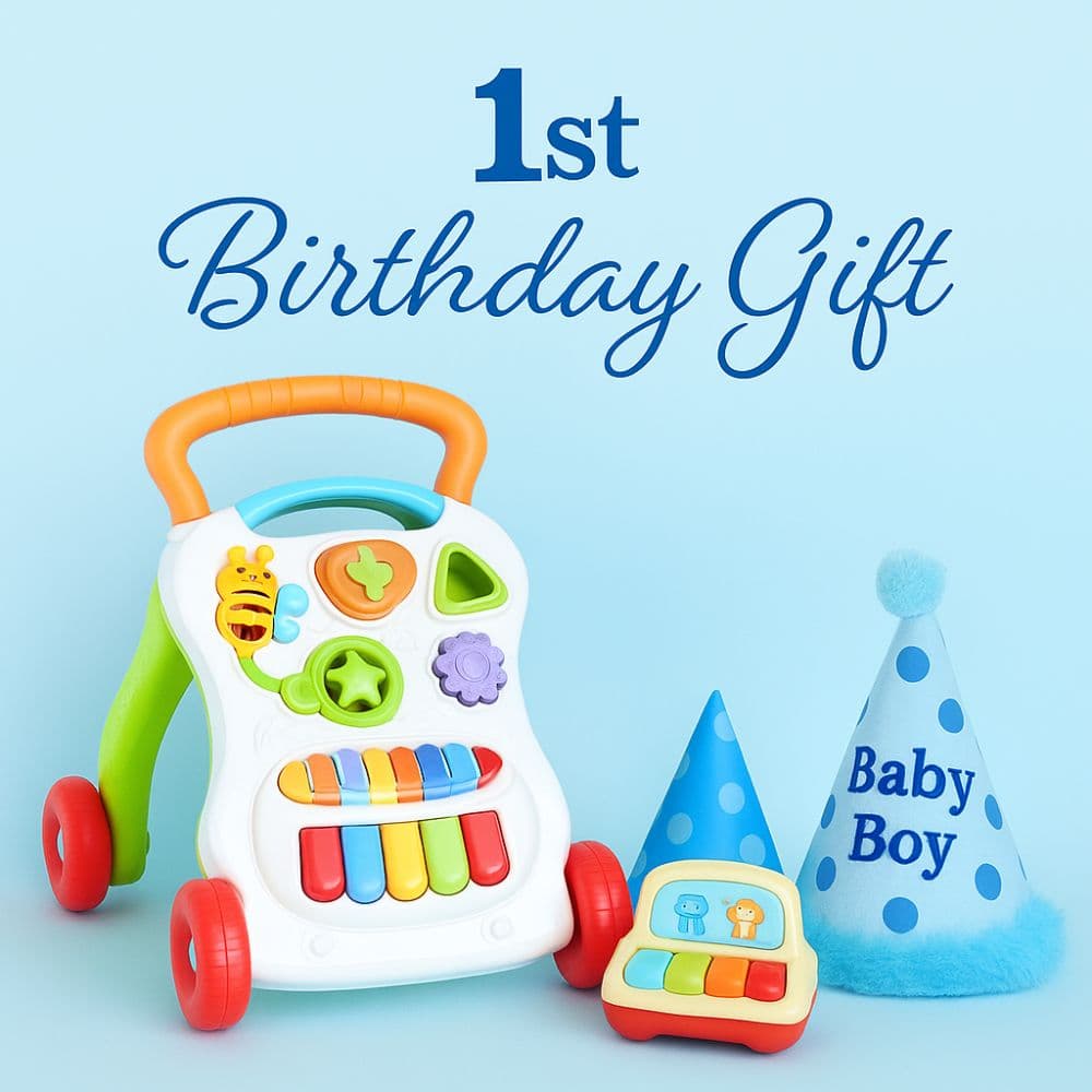 Colorful musical walker and baby piano toy for 1-year-old boys – perfect first birthday gift by Motumal Giftwala Ranchi