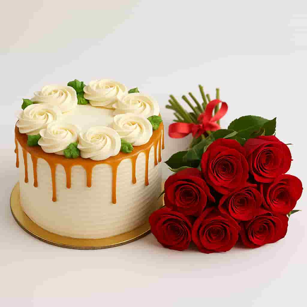 Cake with Flowers - Motumal Giftwala