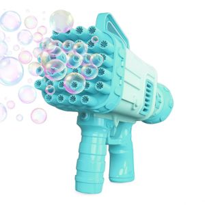 High-resolution square image of a turquoise Gatling-style electric bubble gun toy blowing colorful bubbles – perfect summer play toy from Motumal Giftwala Ranchi