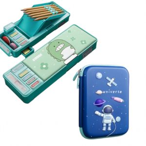 3D cartoon dino and space pencil box combo for kids – Motumal Giftwala Ranchi