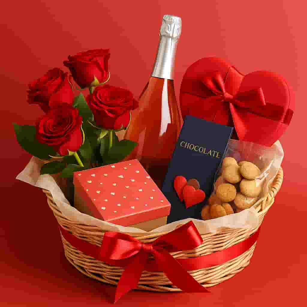 Motumal Giftwala anniversary gift hamper filled with chocolates, candles, flowers, and love-themed goodies — a perfect romantic gift for couples in Ranchi with same-day delivery.