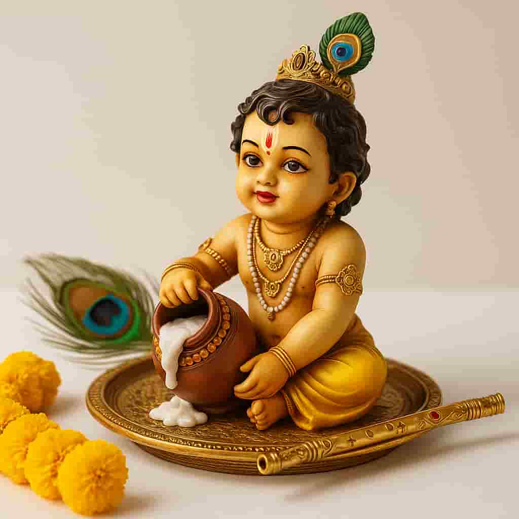 "Motumal Giftwala Janmashtami gift collection featuring a beautiful Krishna idol with festive decorations, perfect for gifting in Ranchi"