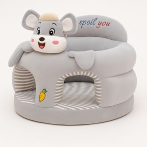  Mouse-Shaped Baby Sofa Chair in Grey with Cartoon Face and “Spoil You” Embroidery – Motumal Giftwala
