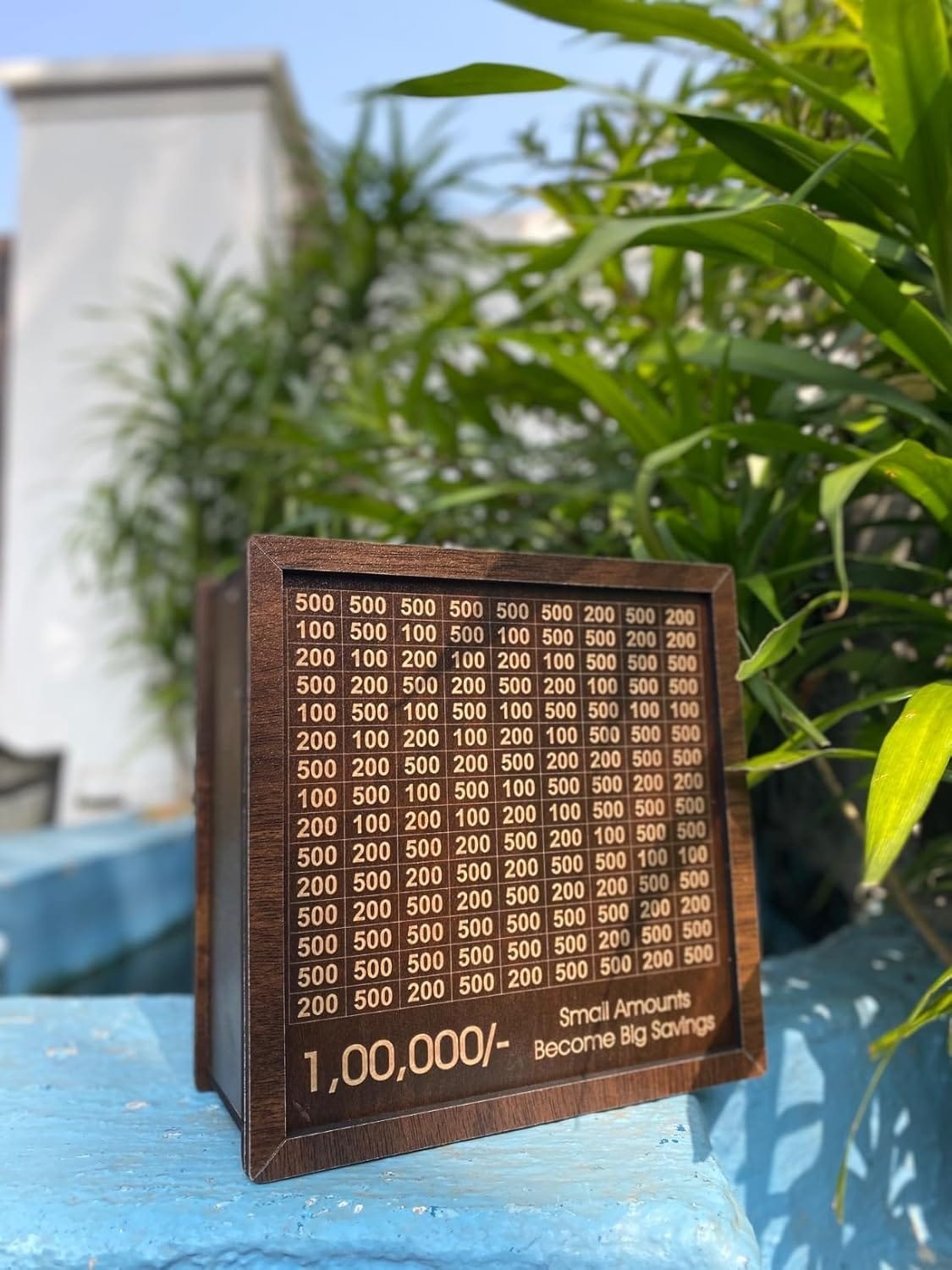 1 Lakh Saving Challenge Wooden Money Bank Kids Motumal-motumal