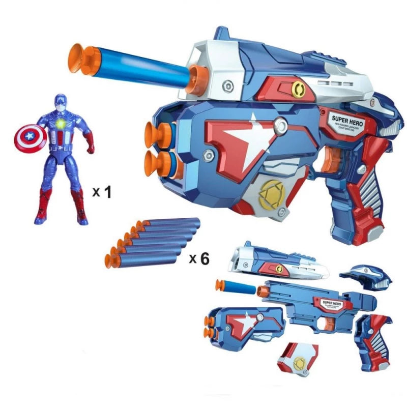 Avengers Blaze Storm Hot Fire Soft Bullet Gun Toy with Superhero Face Mask & 10 Safe Foam Darts for Kids