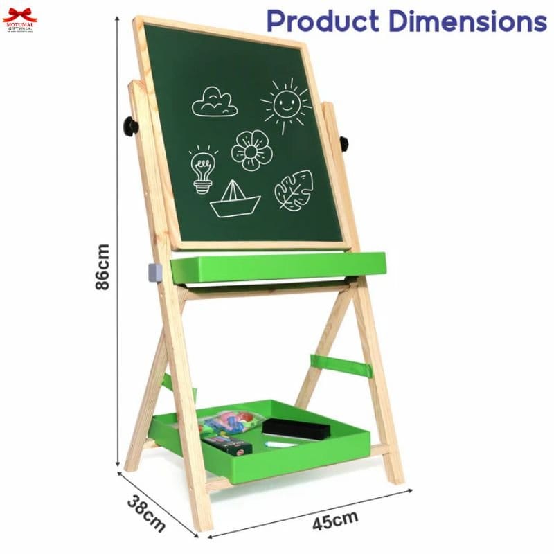 2-In-1 Wooden Kids Easel Board Magnetic Chalkboard Motumal-motumal