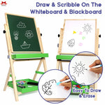 2-In-1 Wooden Kids Easel Board Magnetic Chalkboard Motumal-motumal