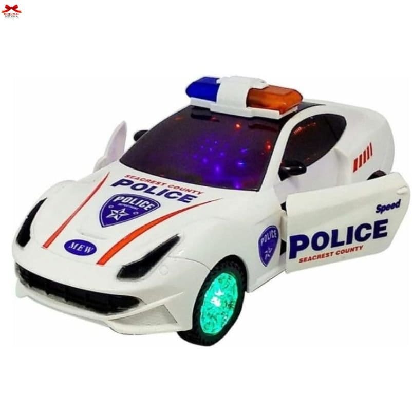 3D LED Police Car Toy Lights Siren Openable Doors Kids-motumal