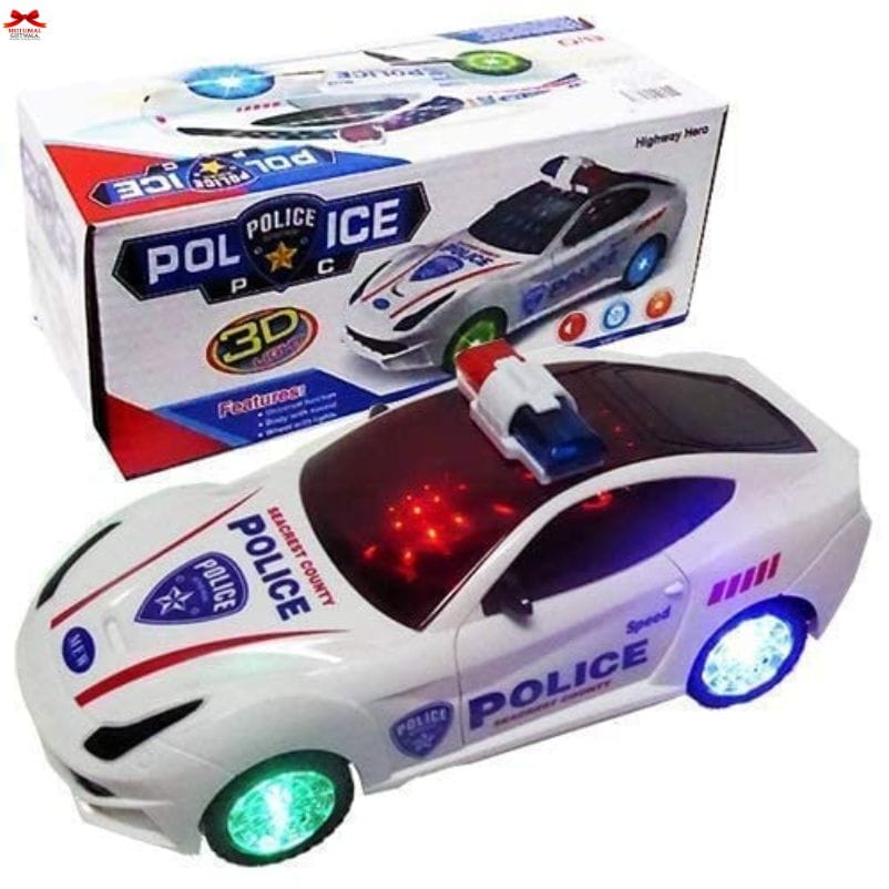 3D LED Police Car Toy Lights Siren Openable Doors Kids-motumal