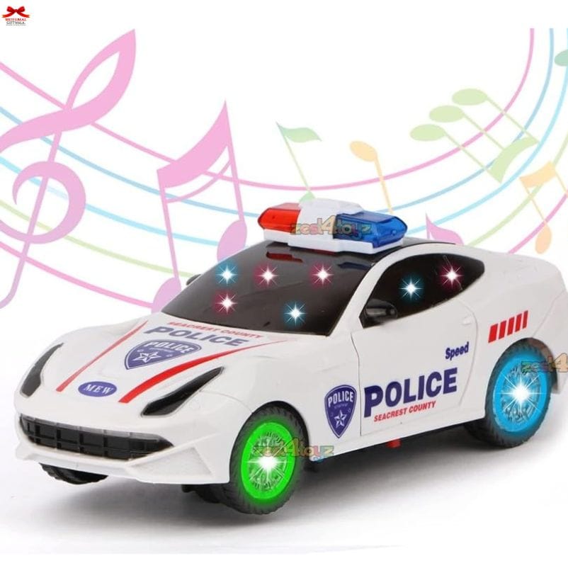 3D LED Police Car Toy Lights Siren Openable Doors Kids-motumal