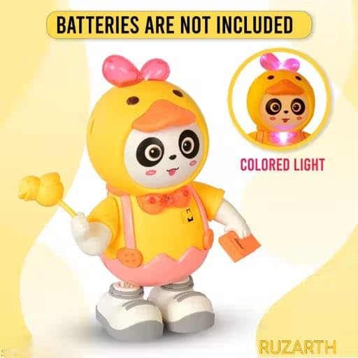 Toy figure of a character in a yellow outfit with a honeycomb, on a light yellow background.