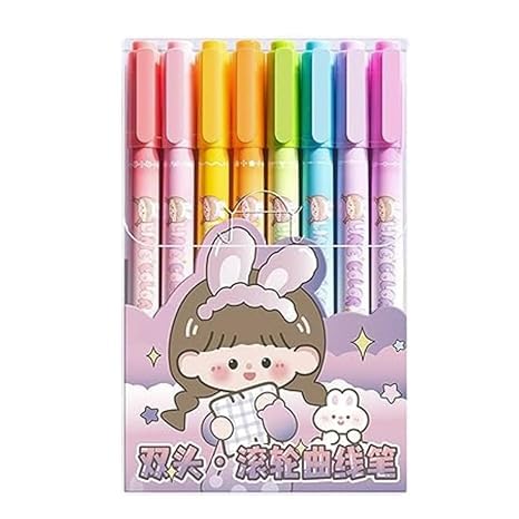 Eight Color Highlighters Fine Tip Bright Marker Pens Motumal