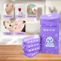 Set of small boxes with a purple lid on a white background