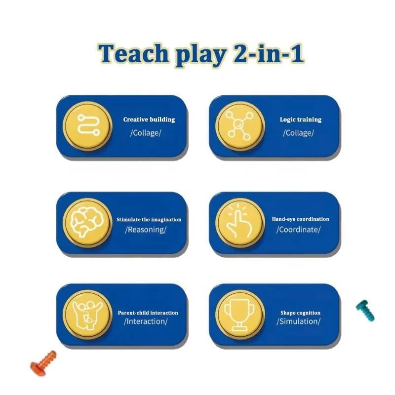 Educational toys with blue and yellow design on a white background