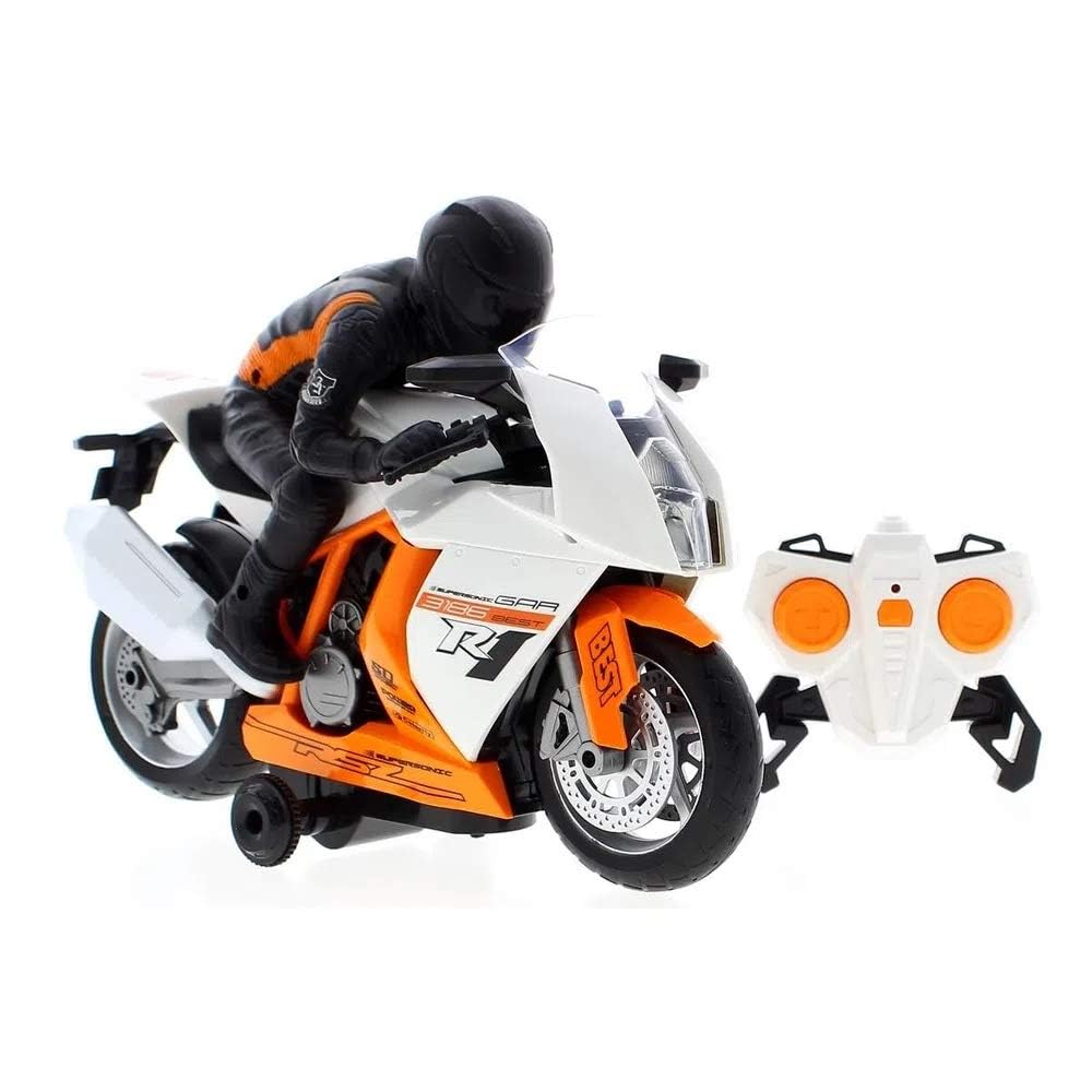 Metal World 1:18 High Speed R1 Style 2.4GHz Remote Control Motorcycle – 360° Stunt Bike with Lights & Sound