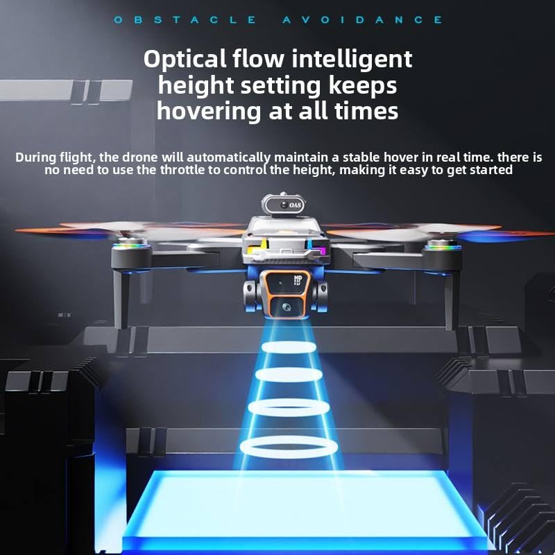 Drone with optical flow intelligent height setting on a dark background
