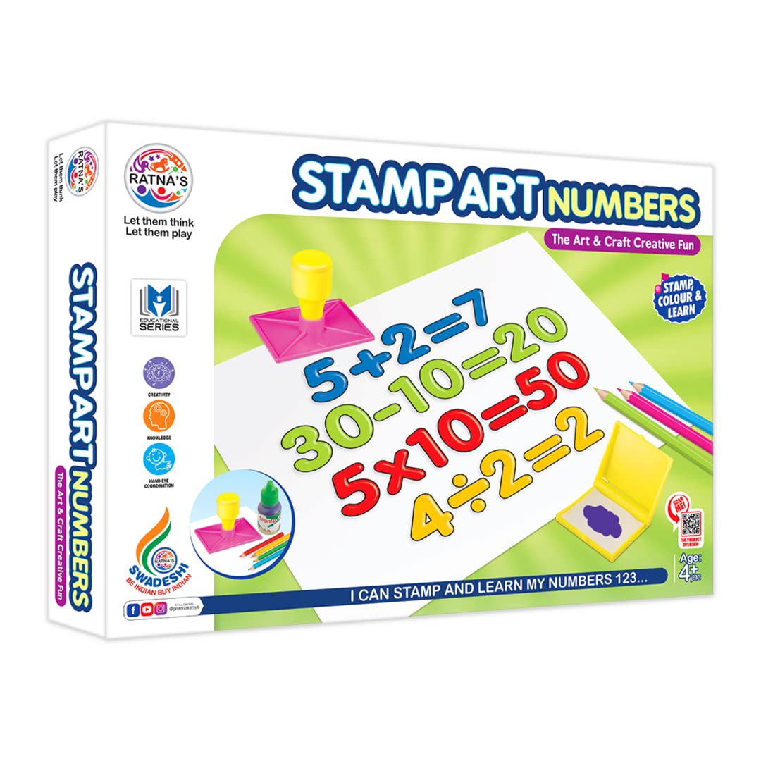 Box of StampArt Numbers educational toy with colorful design and text.