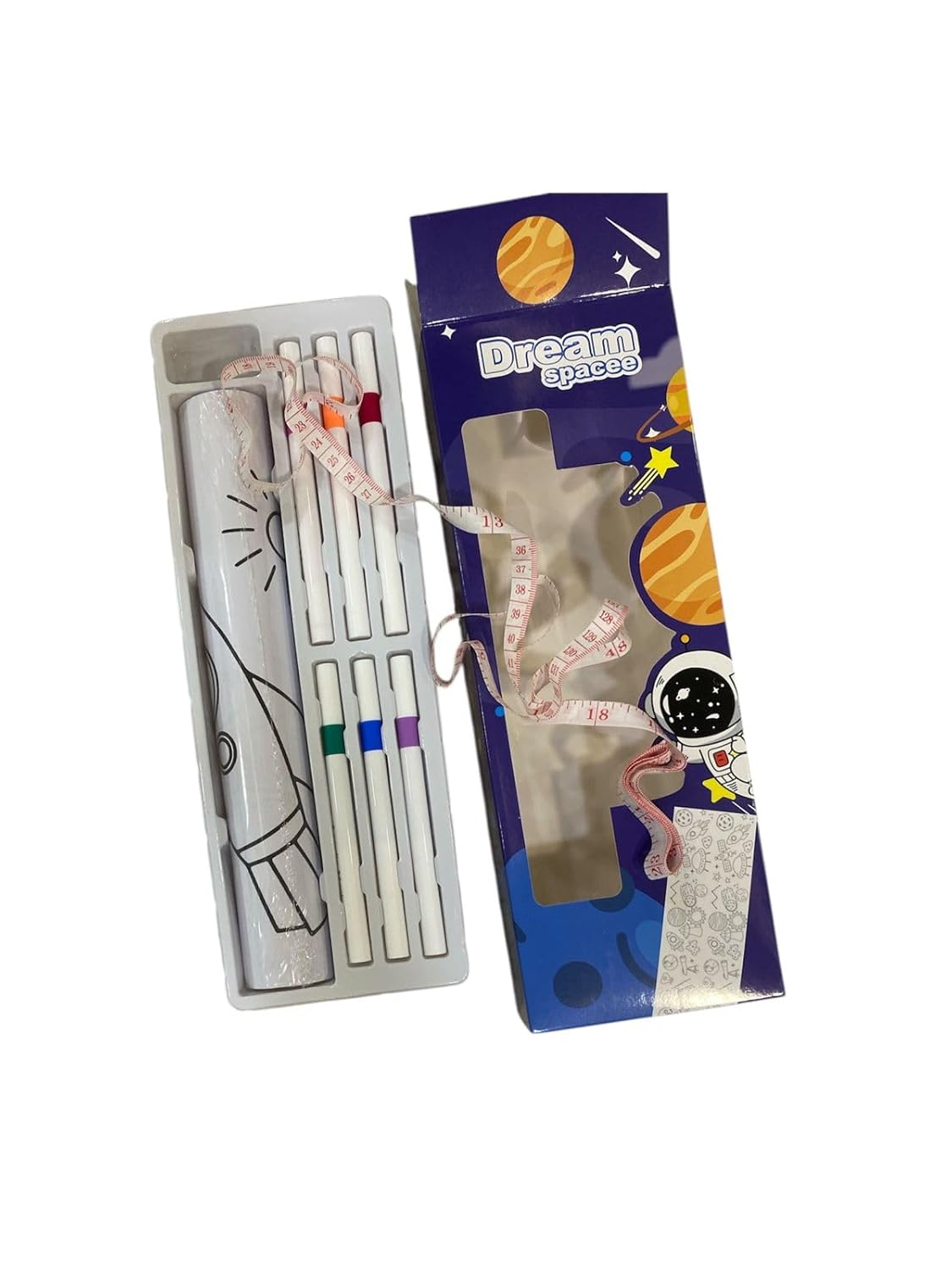 Kids Coloring Roll Set with Sketch Pens – Dream Space Theme Drawing Kit for Children