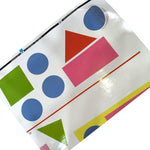 Colorful geometric shapes on a white background