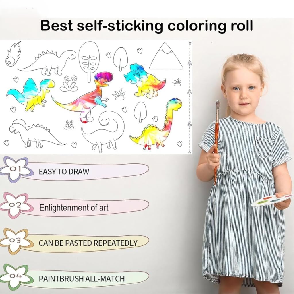 KRySt Kids Drawing Paper Roll 30x300 cm Dino Theme Art Roll