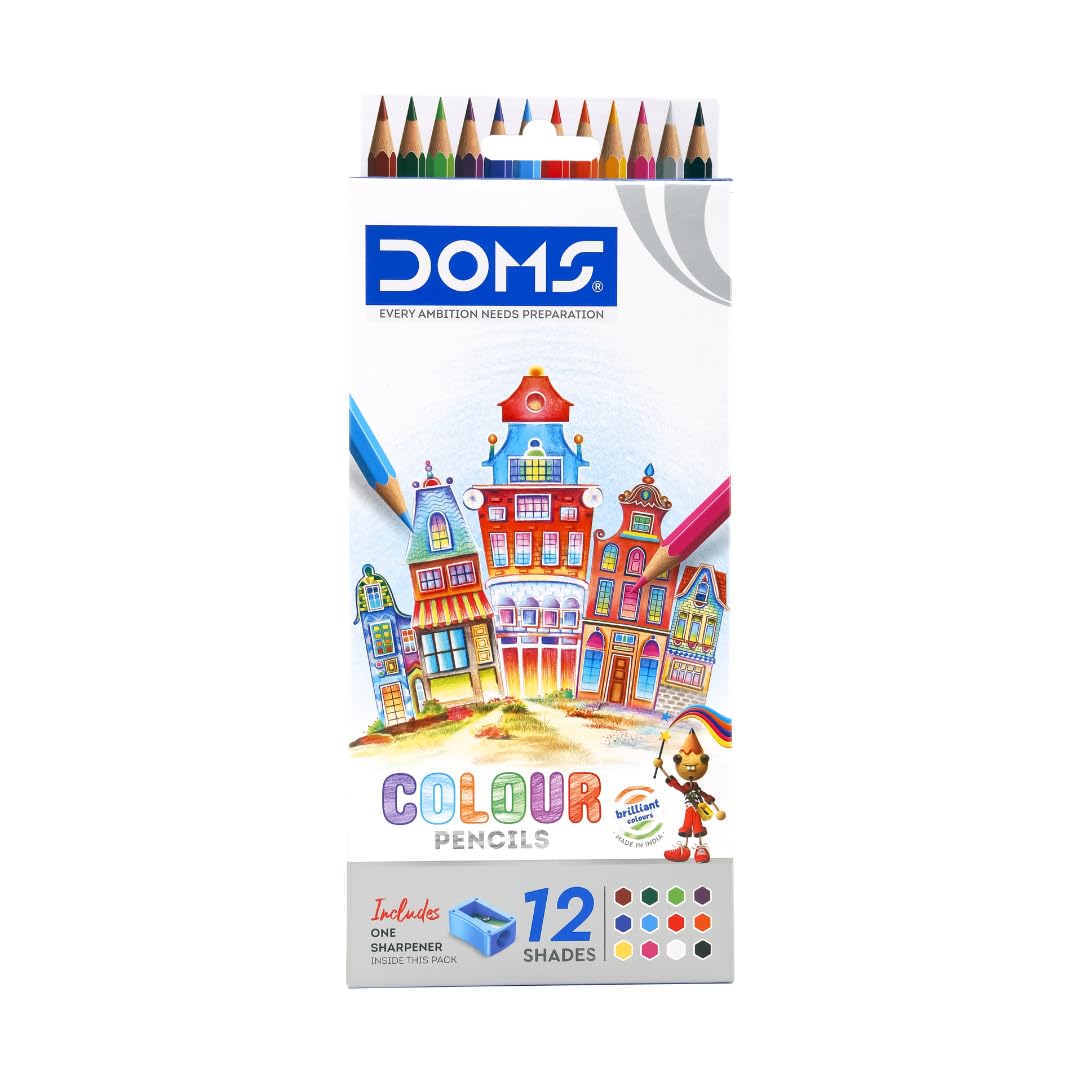 Pack of Doms colour pencils with a colorful illustration on a white background