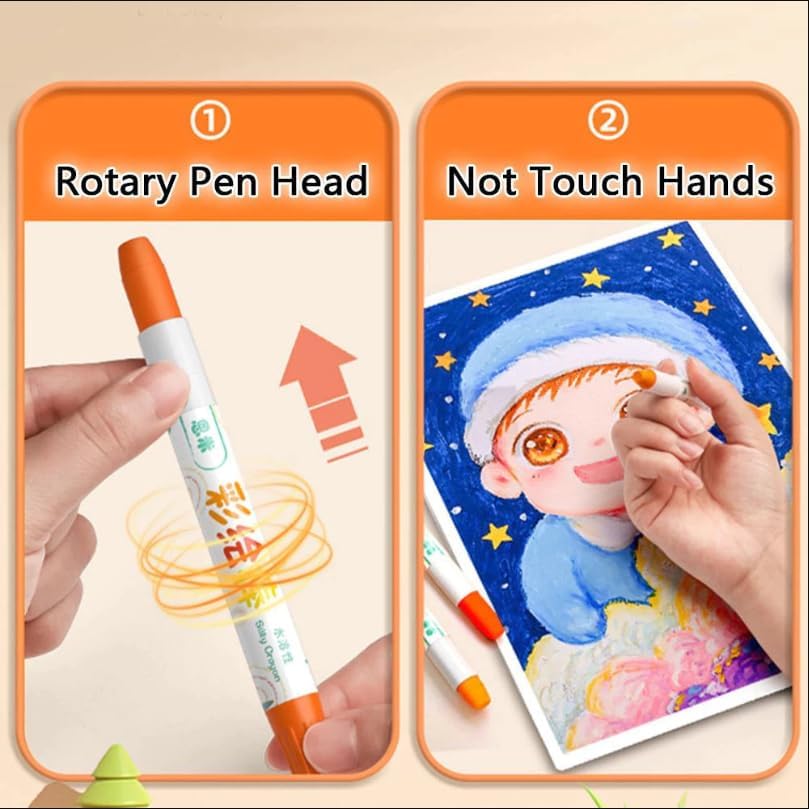 Two cards showing a rotary pen head and a child drawing with the pen.
