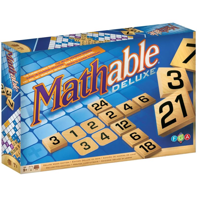 Box of Mathable Deluxe educational game with wooden tiles showing numbers.