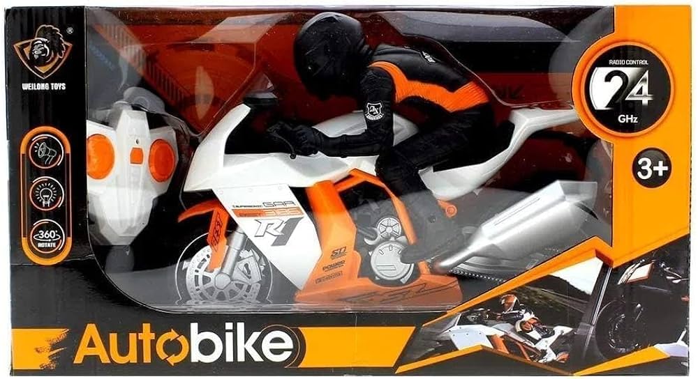 Metal World 1:18 High Speed R1 Style 2.4GHz Remote Control Motorcycle – 360° Stunt Bike with Lights & Sound