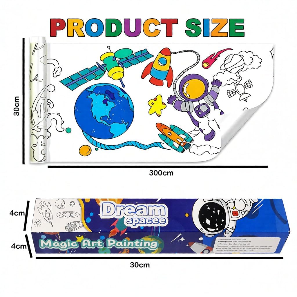 KRySt Kids Drawing Paper Roll 30x300 cm Space Theme For Arts And Crafts