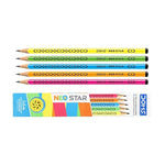 Set of colorful pencils with a branded packaging on a white background