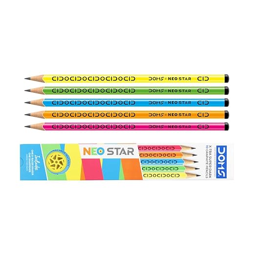 Set of colorful pencils with a branded packaging on a white background
