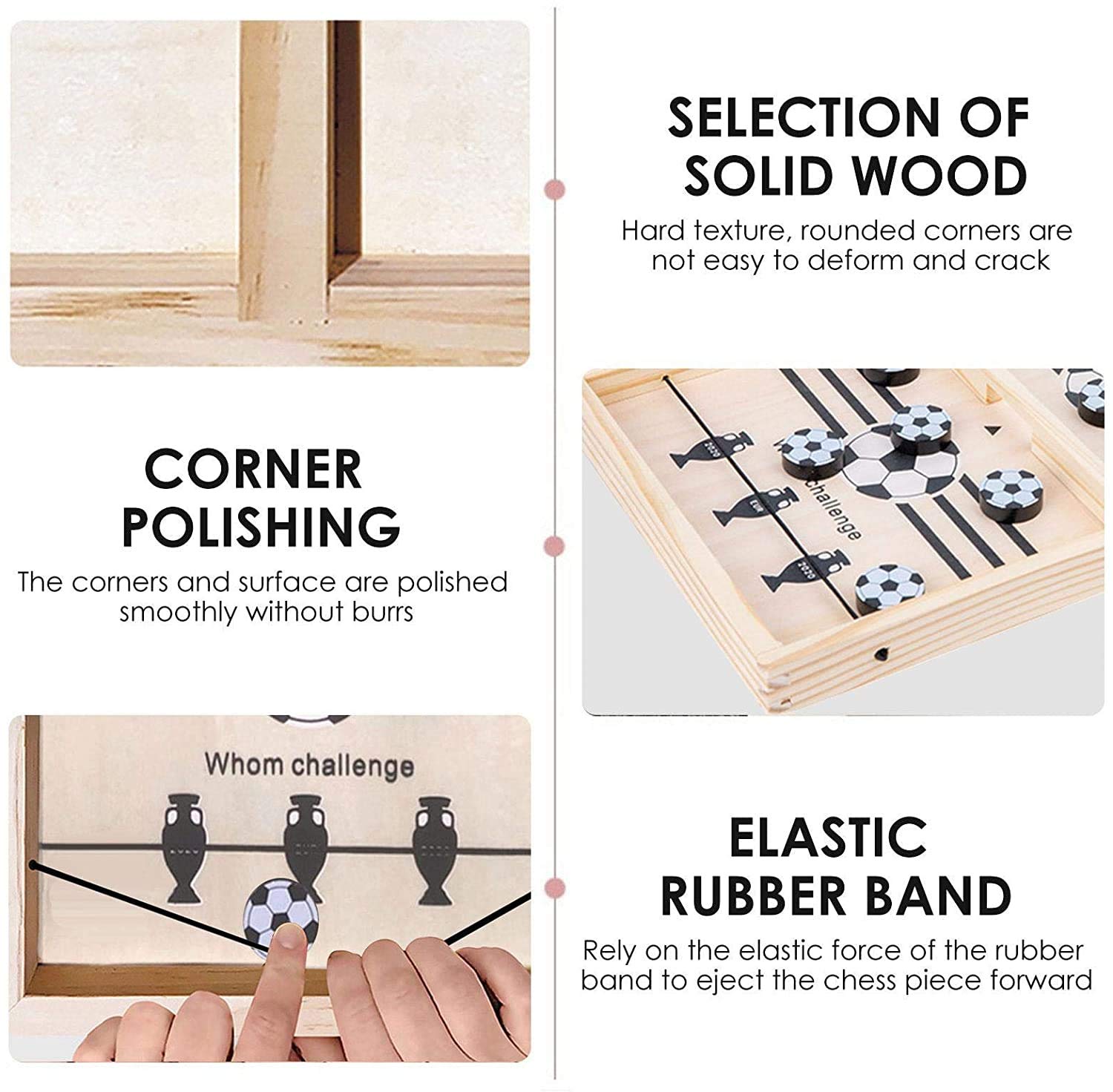 Wooden Sling Puck Fast Action Table Game Family Friendly