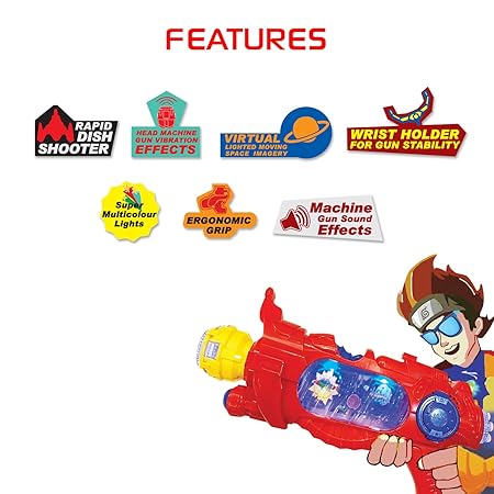 Alien Shooter Electronic Toy Gun for Kids – Machine Gun Vibration, Wrist Holder, Virtual Space Projection, Multicolour Lights & Sound, Disc Shooter for Indoor & Outdoor Play