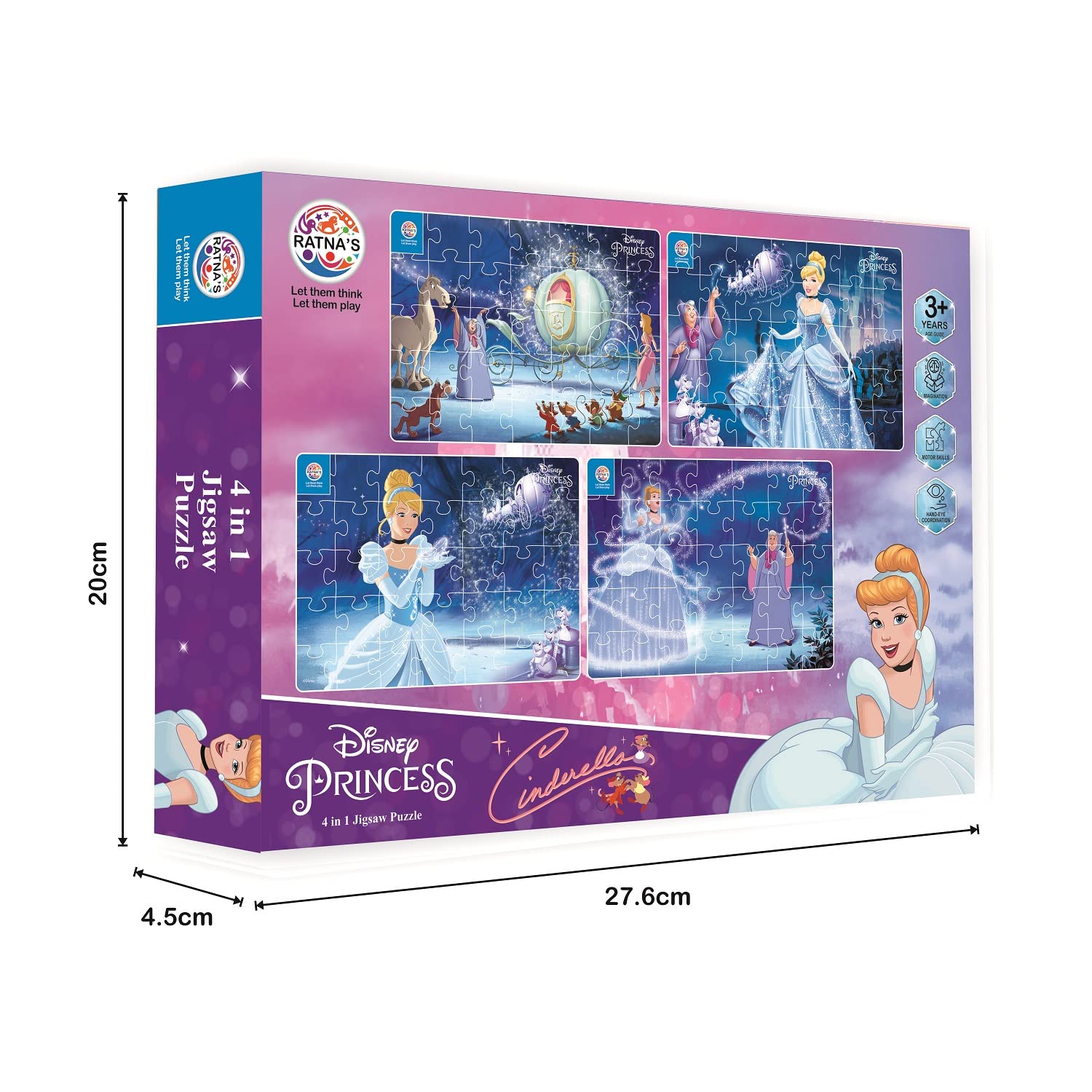 Disney Princess Cinderella puzzle box with character images on a white background