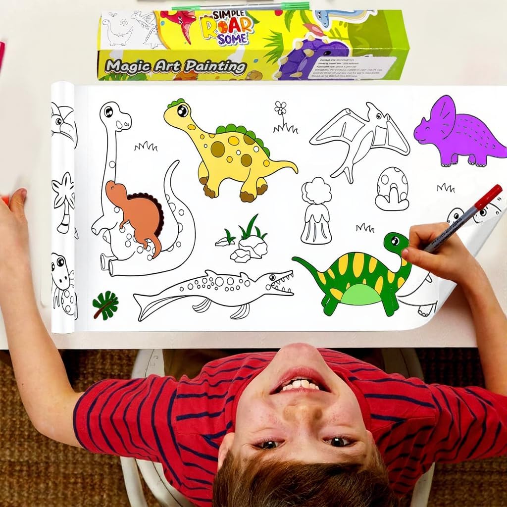 KRySt Kids Drawing Paper Roll 30x300 cm Dino Theme Art Roll
