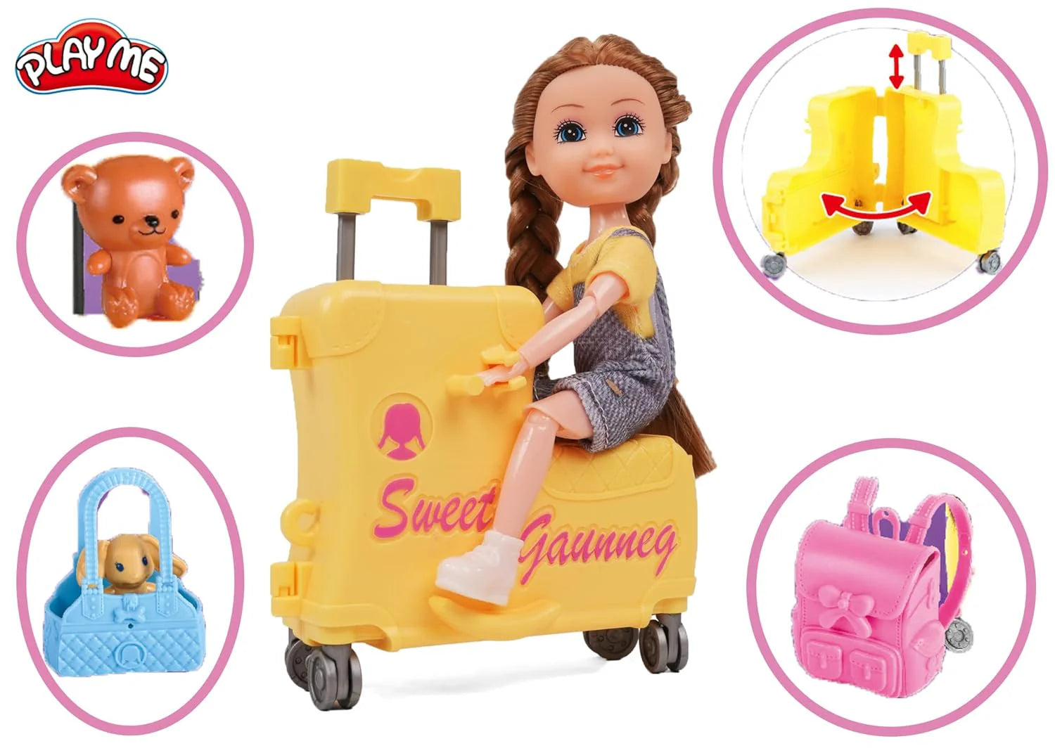 Little Diana Travel Doll Yellow Luggage Accessories Motumal