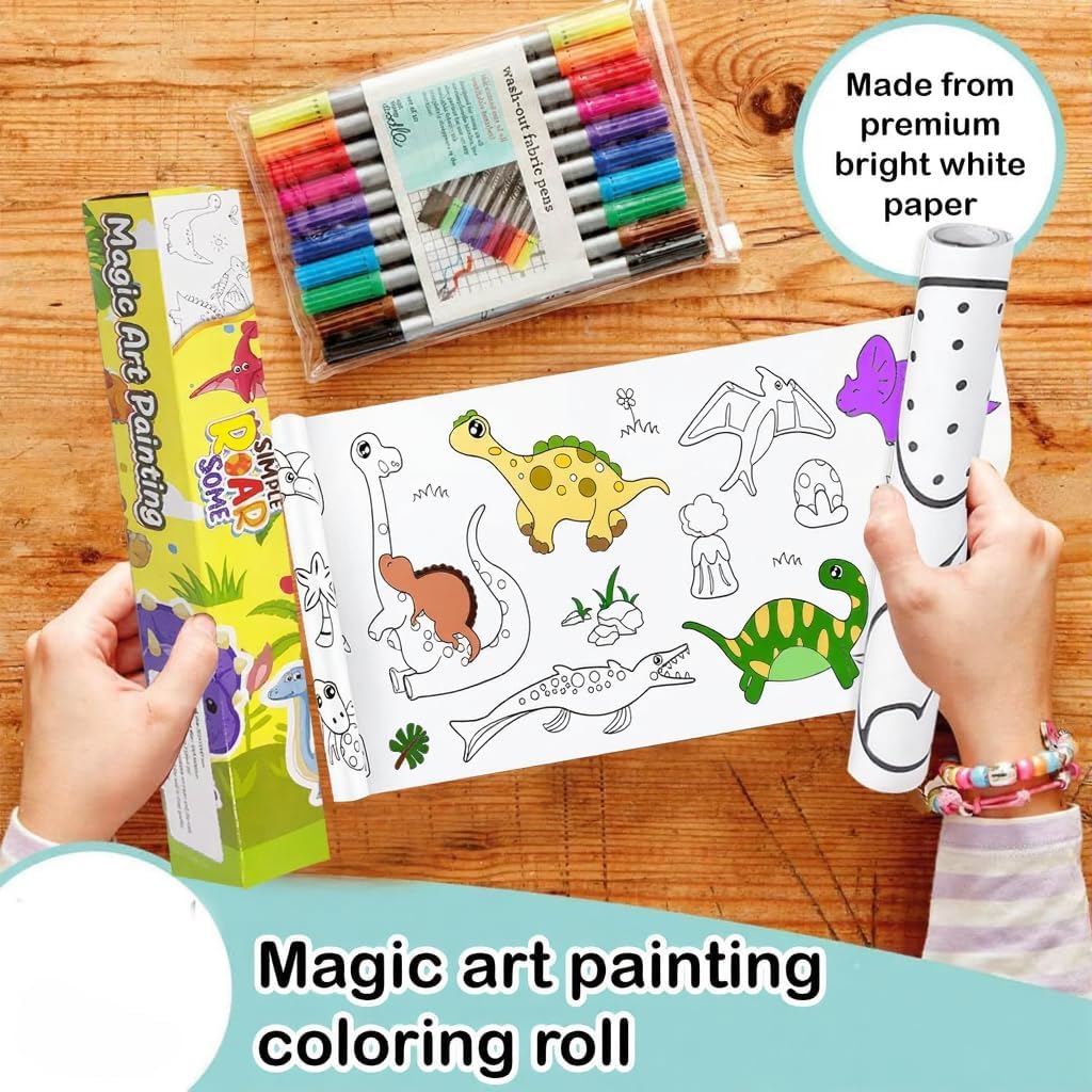 KRySt Kids Drawing Paper Roll 30x300 cm Dino Theme Art Roll