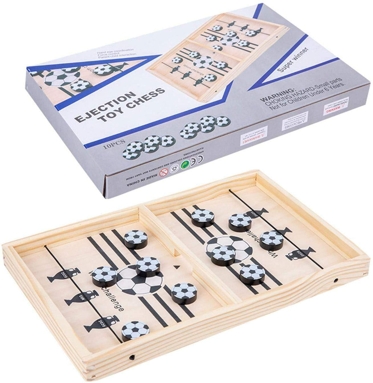 Wooden Sling Puck Fast Action Table Game Family Friendly