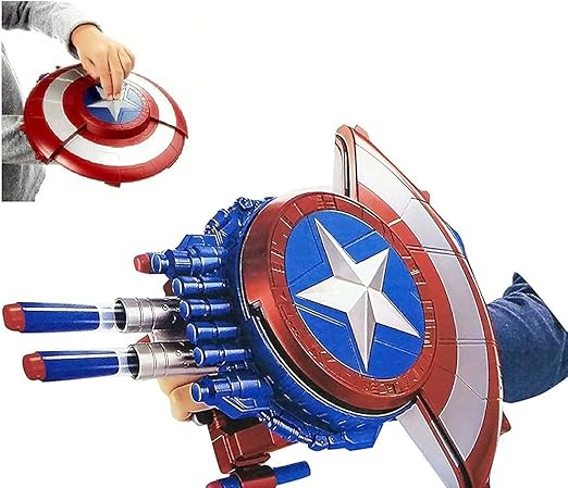 Avengers Captain America 2-in-1 Shield Blaster Toy – Civil War Style Dart Gun with Soft Darts for Kids