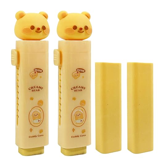 Two yellow bear-shaped containers with a lid on a white background