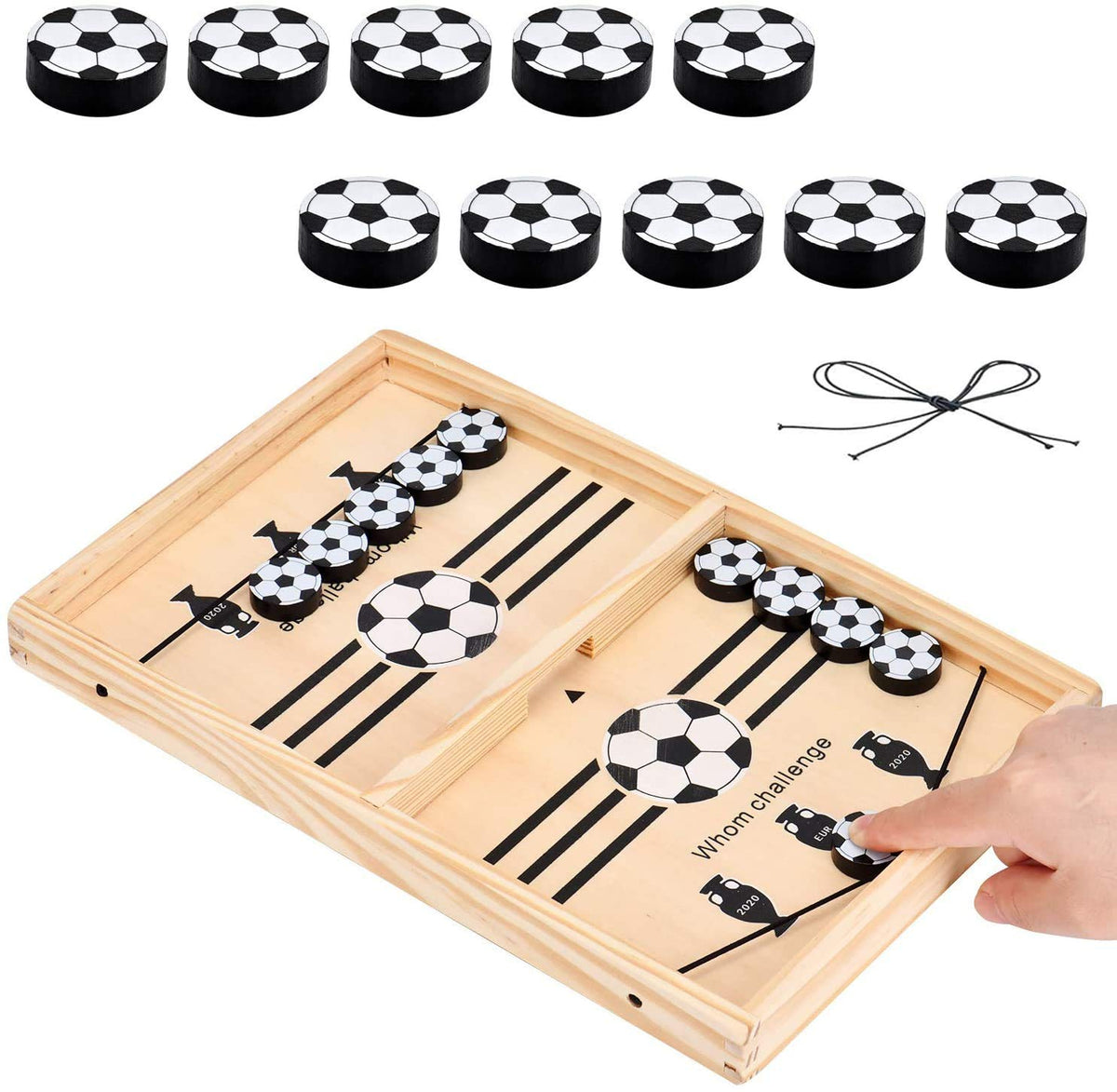 Wooden Sling Puck Fast Action Table Game Family Friendly