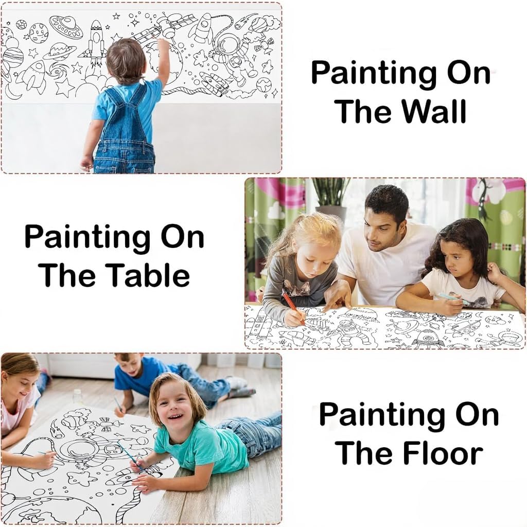 KRySt Kids Drawing Paper Roll 30x300 cm Space Theme For Arts And Crafts