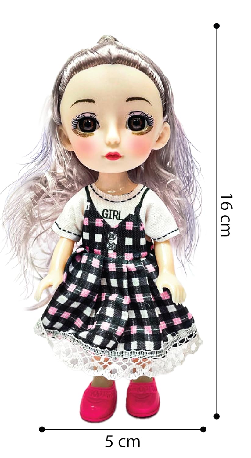  Doll with checkered dress and measurement details