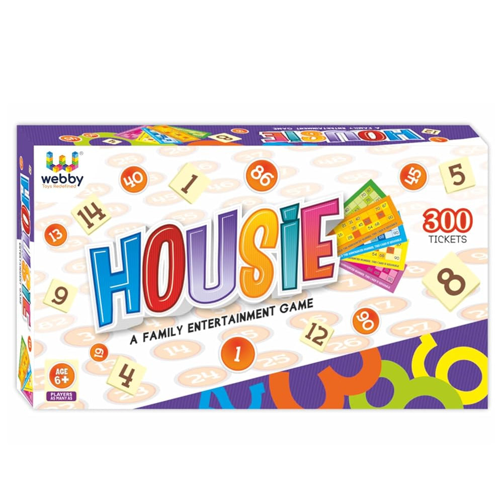 Box of 'Housie' game by Webby on a white background