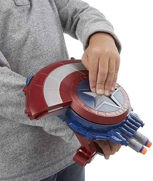 Avengers Captain America 2-in-1 Shield Blaster Toy – Civil War Style Dart Gun with Soft Darts for Kids